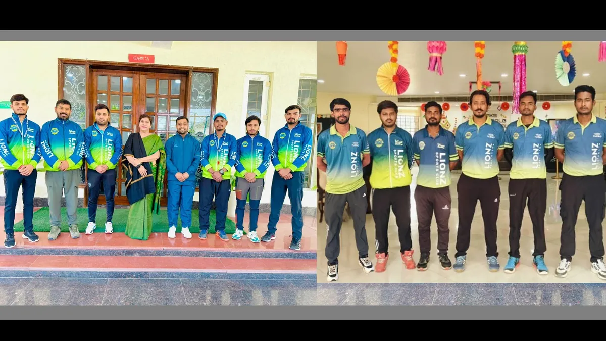 School sports team in matching jerseys with their coaches at SKS World School, Greater Noida West