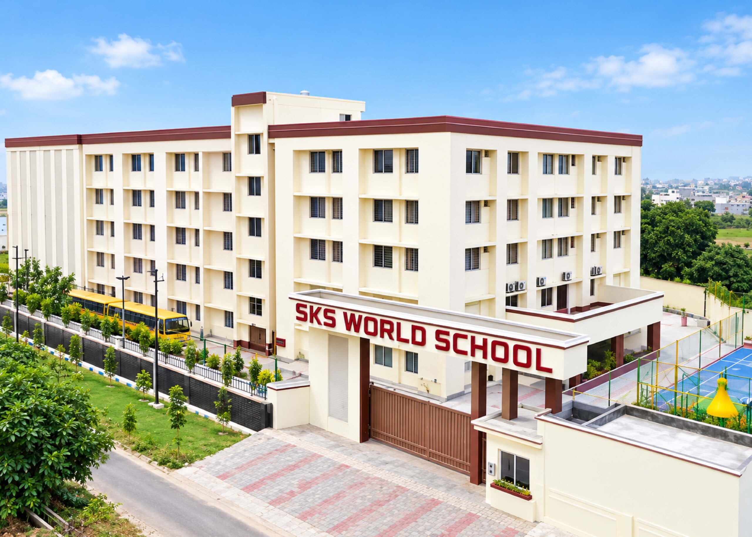 SKS World School campus building, Greater Noida West